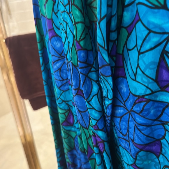 Adrianna Papell 1980’s Silk Top w/stretch band at waist-Green Blue Purple Size 6 - Picture 4 of 10